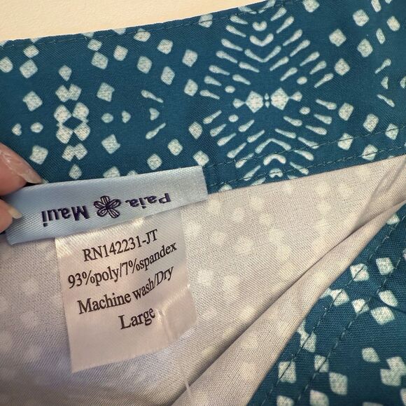 Rip Skirt Hawaii Wrap Length 2 Teal Playa Ocean Tribal Batik Print Sz Large NWT‎ - Picture 5 of 12